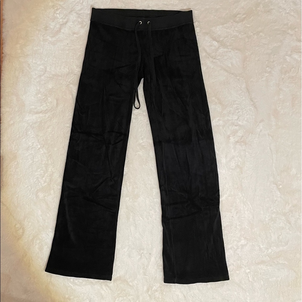 Black velvet jogger pants